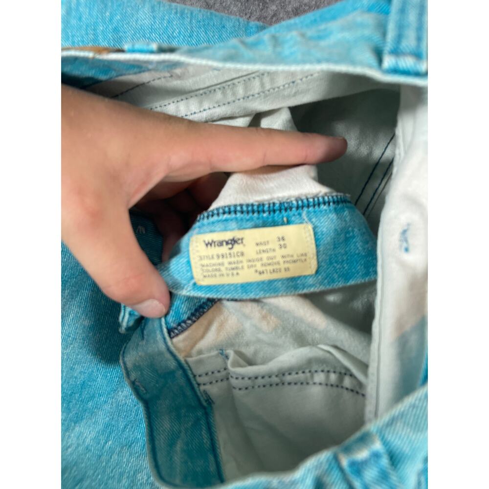 Vintage 90s Wrangler Straight Jeans Mens 36x30 Blue Denim Baggy Western Cowboy - Picture 7 of 9